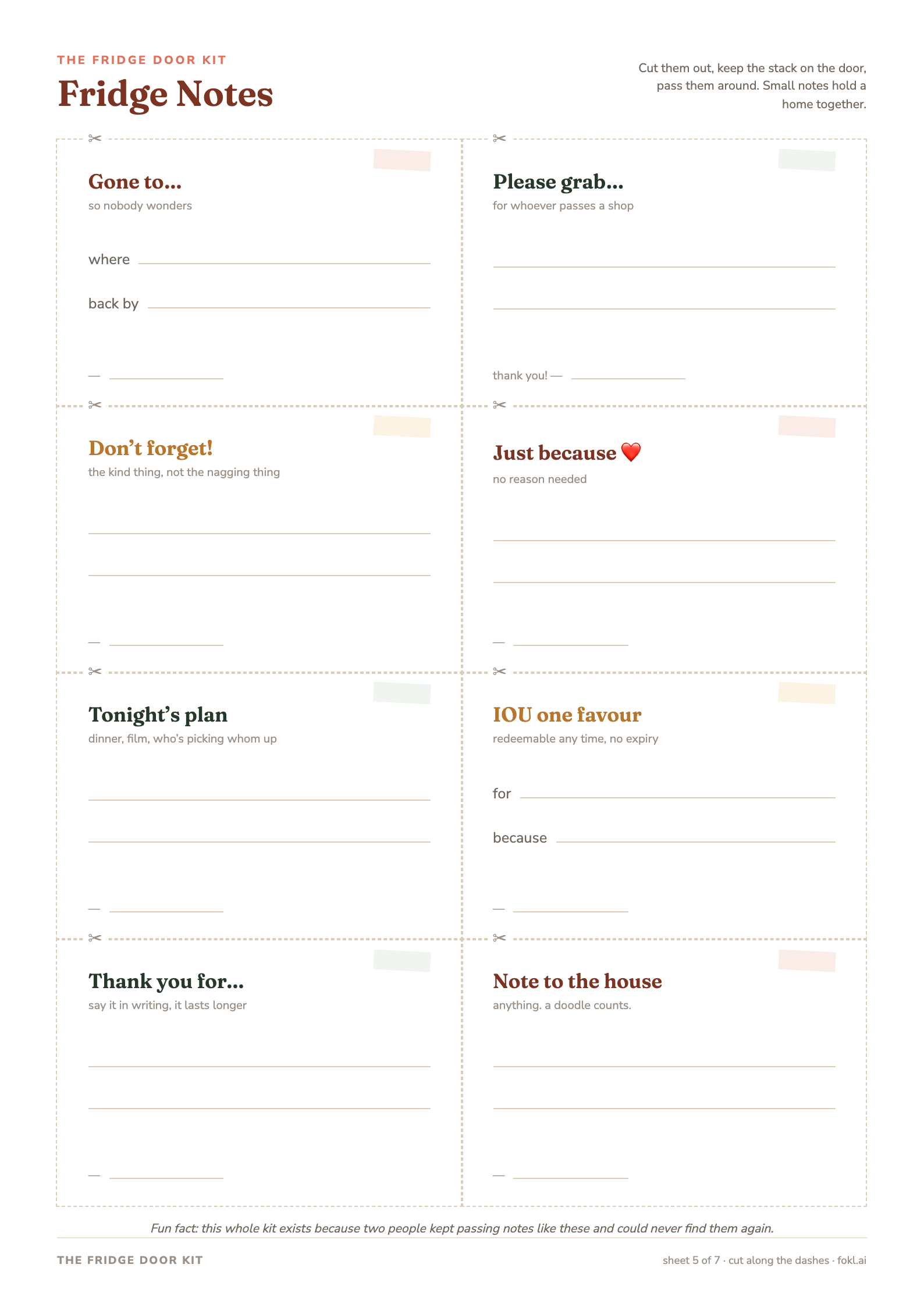 Preview of Fridge Notes