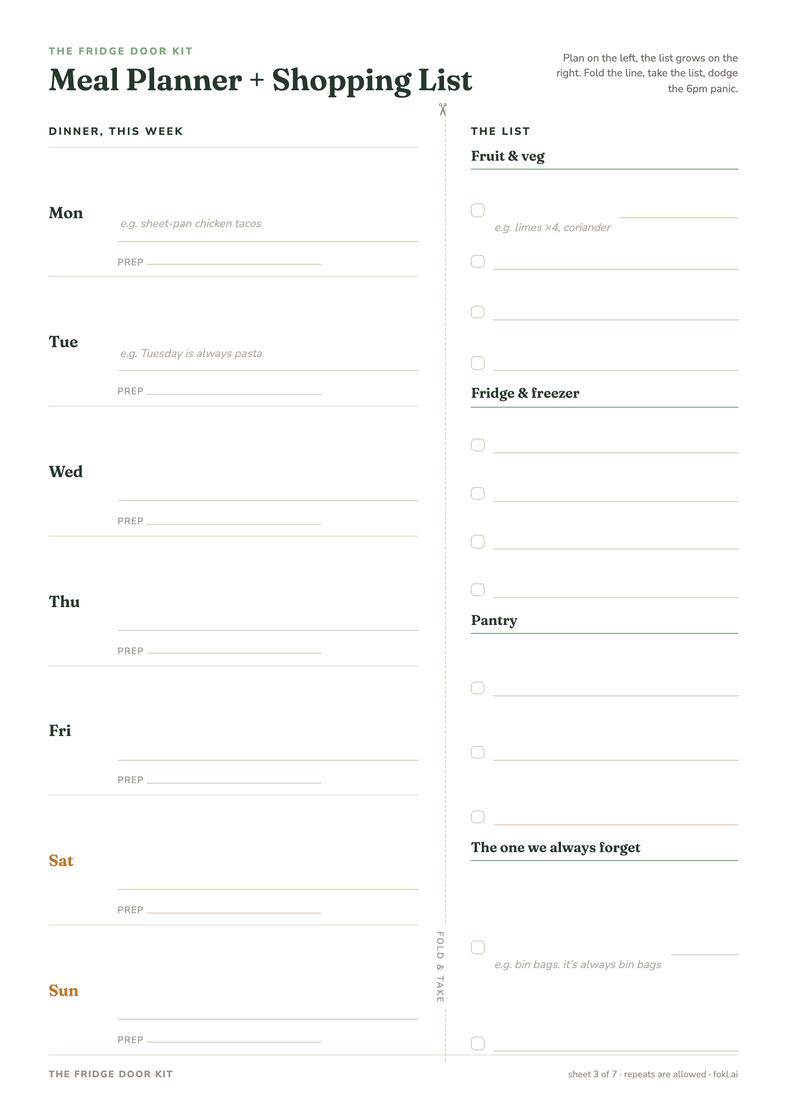 Preview of Meal Planner + Shopping List