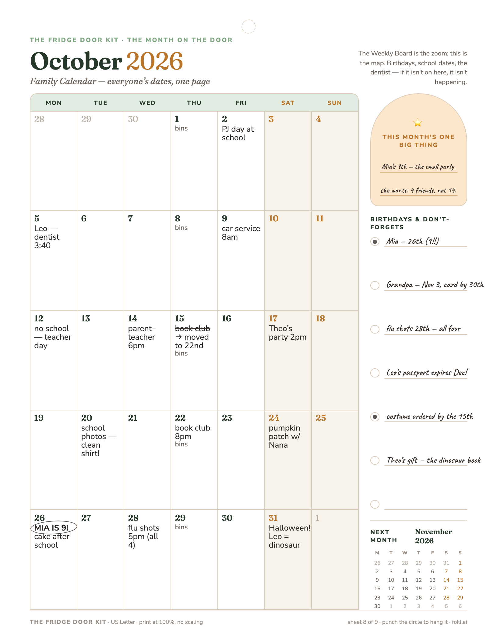 Preview of The Monthly Family Calendar